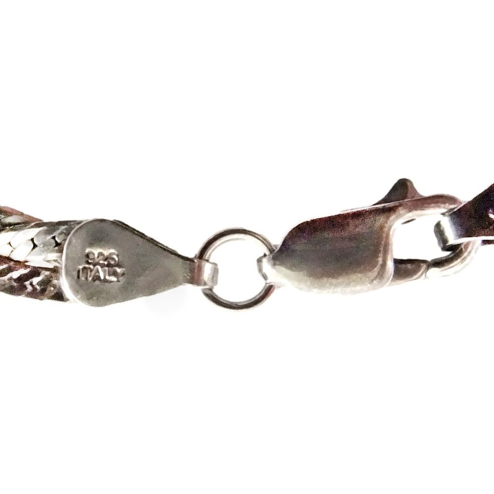 Italian Solid Sterling Silver Triple Strand Woven Necklace - 18" - Picture 4 of 4